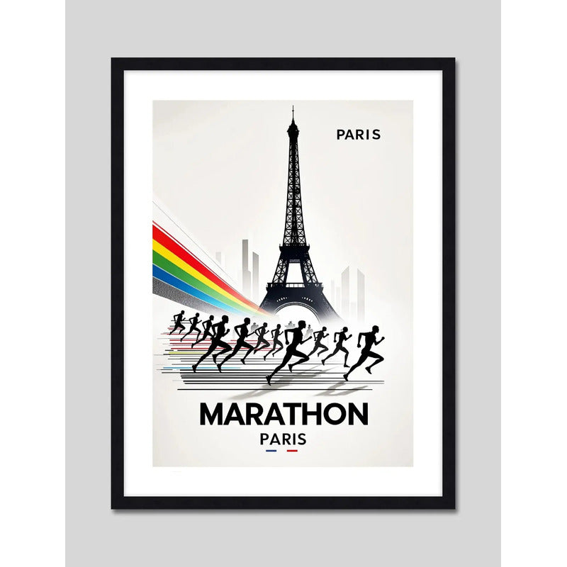 Cuadro Maratón Carrera Maratones Famosos Deporte Decoracion Carrera Maraton Paris Marco Negro