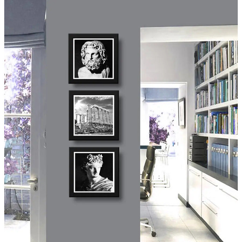 Set 3 Cuadros Zeus Apolo Ruinas Griegas Grecia Decoracion