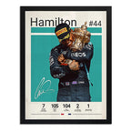 Cuadro Lewis Hamilton Signature Formula 1 Auto Carrera F1 Marco Negro