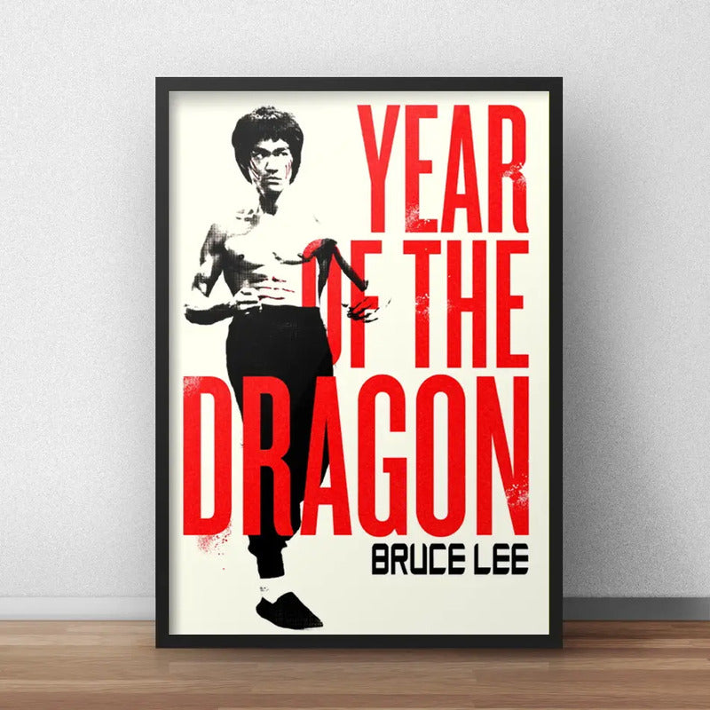 Cuadro Bruce Lee Kung Fu Arte Marcial Dragon Gym Decoracion Marco Negro