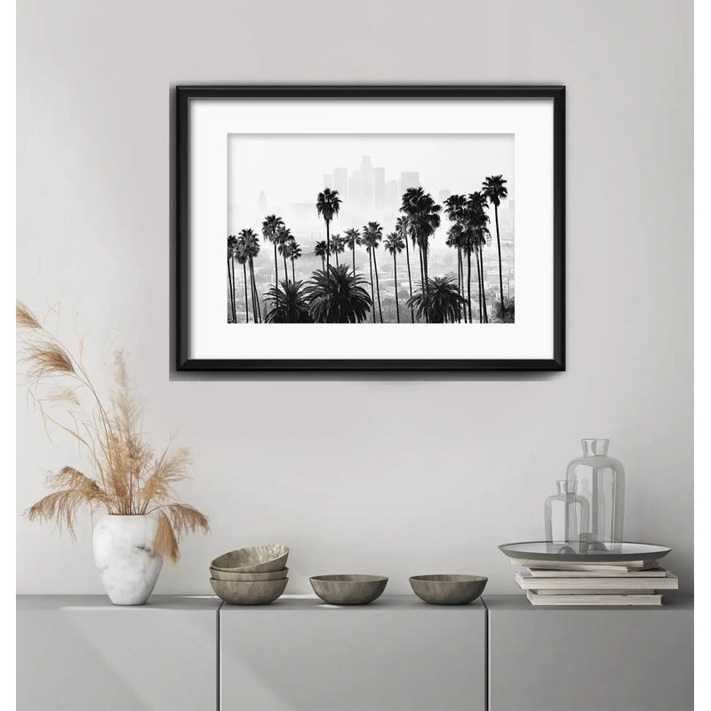 Cuadro Los Angeles En Blanco Y Negro 53x43cm Con Paspartú Marco Negro