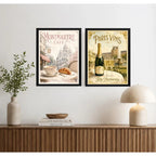 Set 2 Cuadros Café Champán Paris Retro Decora Cocina Living Marco Negro