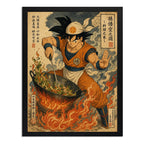 Cuadro Goku Cocinando Ramen Comida Arte Japones Cocina Anime Marco Negro