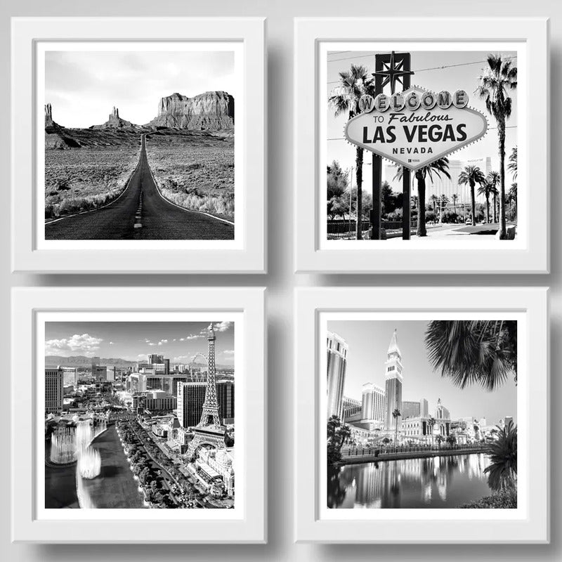 Set 4 Cuadros Las Vegas Nevada Casino Paisajes Decoracion