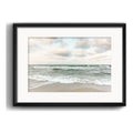 Cuadro Paisajes De Playa Mar Tono Verde 53x43cm Con Paspartú Marco Negro