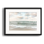 Cuadro Paisajes De Playa Mar Tono Verde 53x43cm Con Paspartú Marco Negro