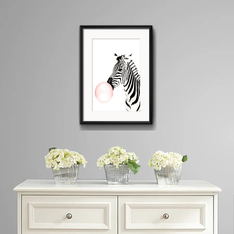 Cuadro Cebra Chicle Animales Arte Decoracion Con Paspartú