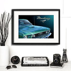 Cuadro Autos Antiguos Modelos Marcas Retro Arte Con Paspartu Ford Mustang Classic Con Marco Negro