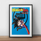 Cuadro Goku Dragon Ball Anime Mangá Geek Arte Con Paspartú Marco Negro