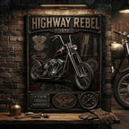 Cuadro Chopper Vintage Moto Icónico Detalles Specs Efecto 3d Marco Negro