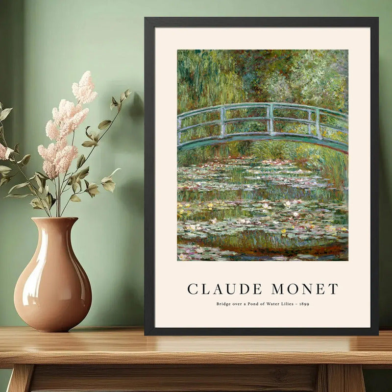 Cuadro Dormitorio Living Claude Monet Los Nenúfares Flores Marco Negro