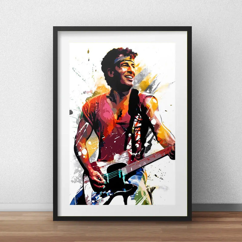 Cuadro Bruce Springsteen Pop Art Rock Decoracion C/ Paspartú Marco Negro