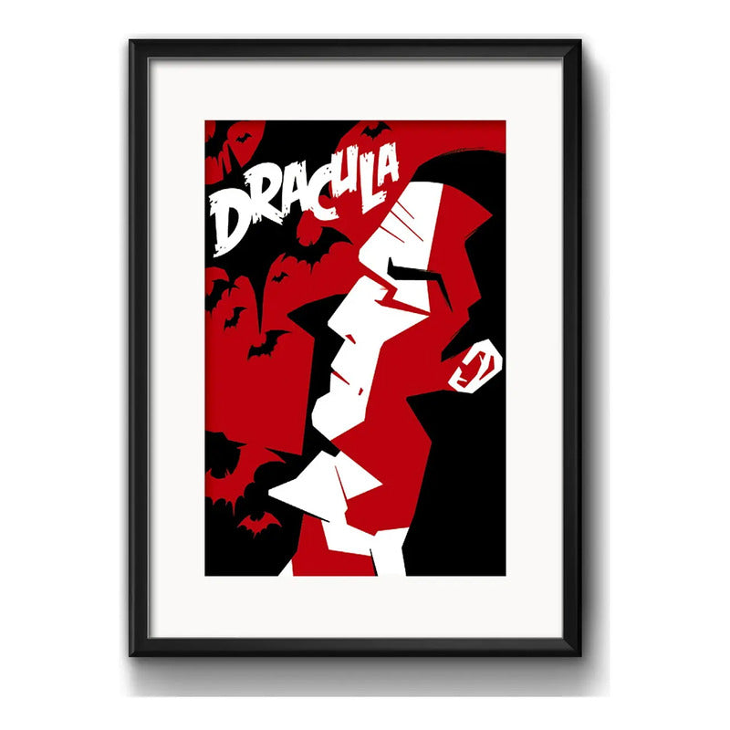 Cuadro Drácula Pop Art Vampiro Terror Pelicula Con Paspartú Marco Negro