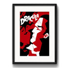 Cuadro Drácula Pop Art Vampiro Terror Pelicula Con Paspartú Marco Negro