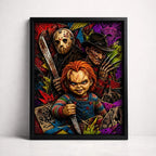 Cuadro Chucky Jason Freddy Krueger Pelicula Terror Efecto 3d Marco Negro