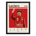 Cuadro Charles Leclerc Formula 1 Logros Signature Auto Marco Negro