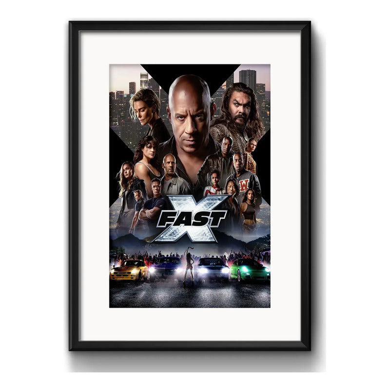 Cuadro Rápidos Furiosos Fast X Furious Pelicula Con Paspartú Marco Negro