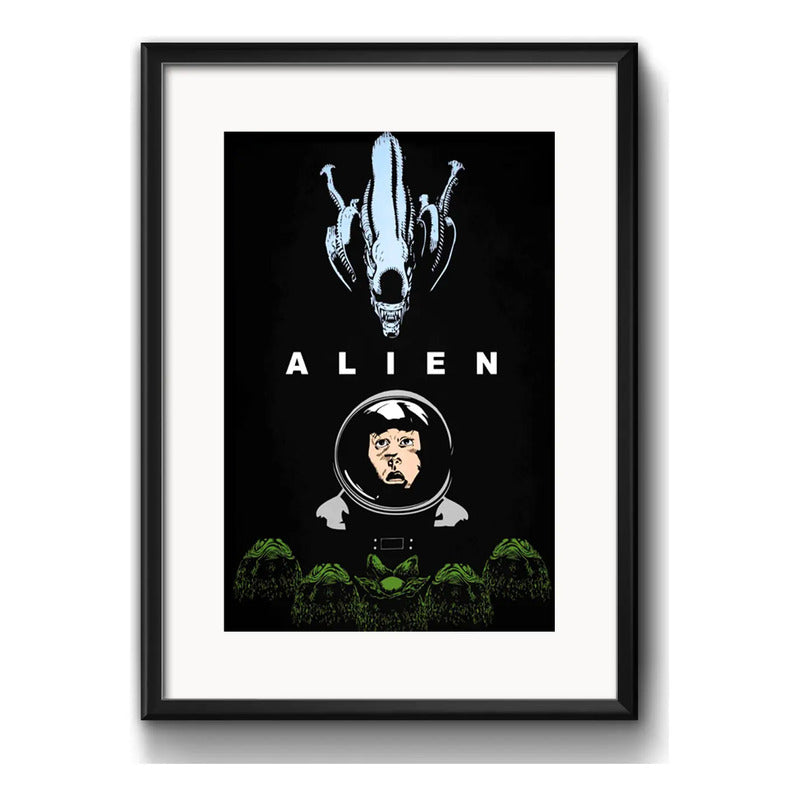 Cuadro Alien Octavo Pasajero Minimalista Cine Con Paspartú Marco Negro
