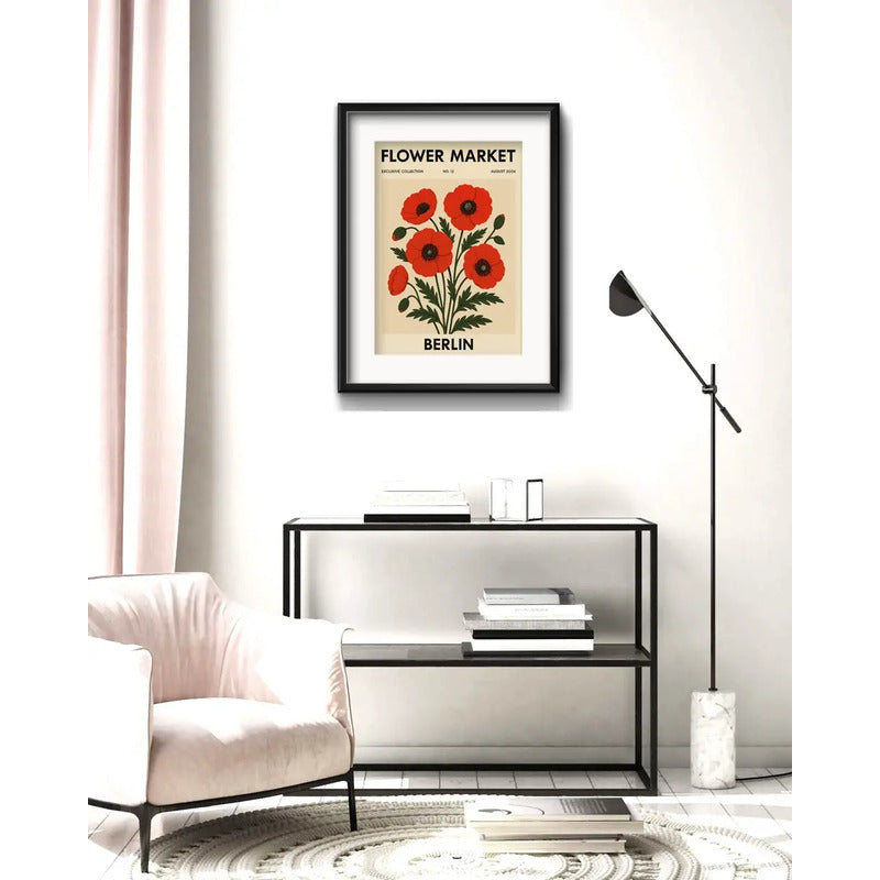 Cuadro Flower Market Berlin Flores 53x43cm Con Paspartú Marco Negro