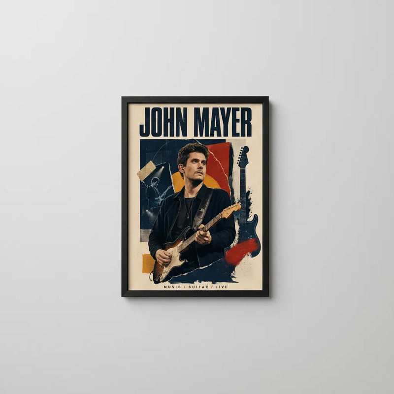 Cuadro John Mayer Music Guitar Live Rock Pop Guitarrista Marco Negro