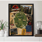 Cuadro Jurassic Park Mapa Isla Nublar Dinosaurio B2 Pelicula Marco Negro