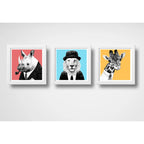 Set 3 Cuadros León Jirafa Rinoceronte Hispter Pop Art Decor