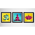 Set 3 Cuadros Buda Pop Art Zen Lotus Om Yoga Meditacion