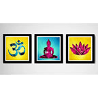 Set 3 Cuadros Buda Pop Art Zen Lotus Om Yoga Meditacion
