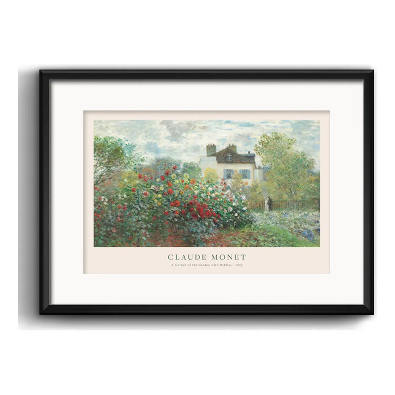 Cuadro Monet El Jardin Del Artista Arte 53x43cm Con Paspartú Marco Negro