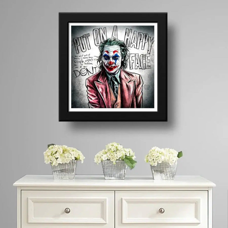 Cuadro Guason Pop Art Joker Pelicula Decoracion - 33x33cm Marco Negro
