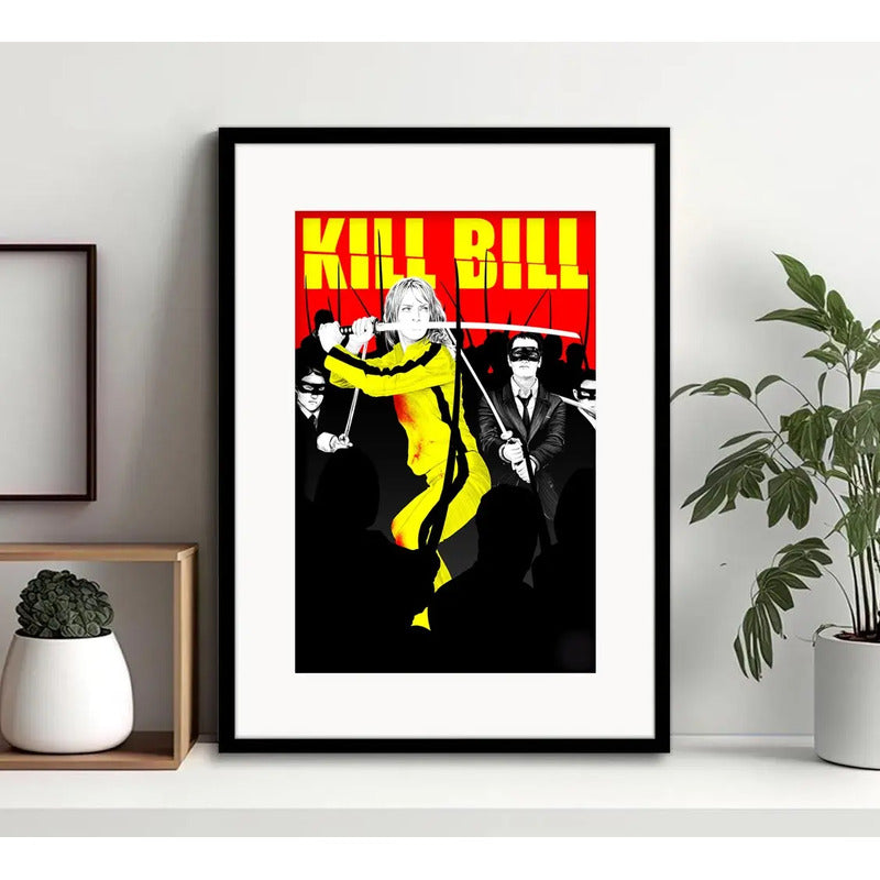 Cuadro Kill Bill Pelicula Cinema Decoracion Con Paspartú Modelo 1 Con Marco Negro