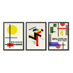 Set 3 Cuadros Bauhaus Arte Abstracto Geometricos 1919 1923 Marco Con Marco Negro