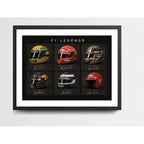 Cuadro Casco Formula 1 Auto Senna Schumacher Hamilton Prost Marco Negro