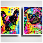 Set 2 Cuadros Perros Pop Art Pug Bulldog Mascota Pet Decora