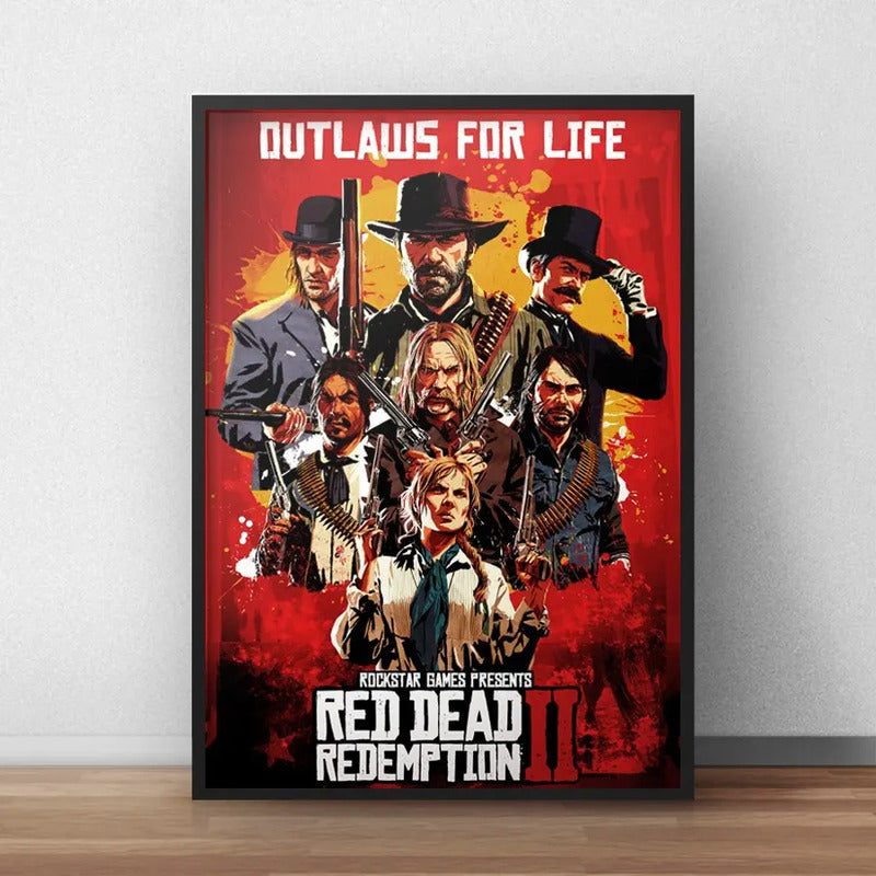Cuadro Red Dead Redemption 2 Game Juego Decoracion Gamer Marco Negro