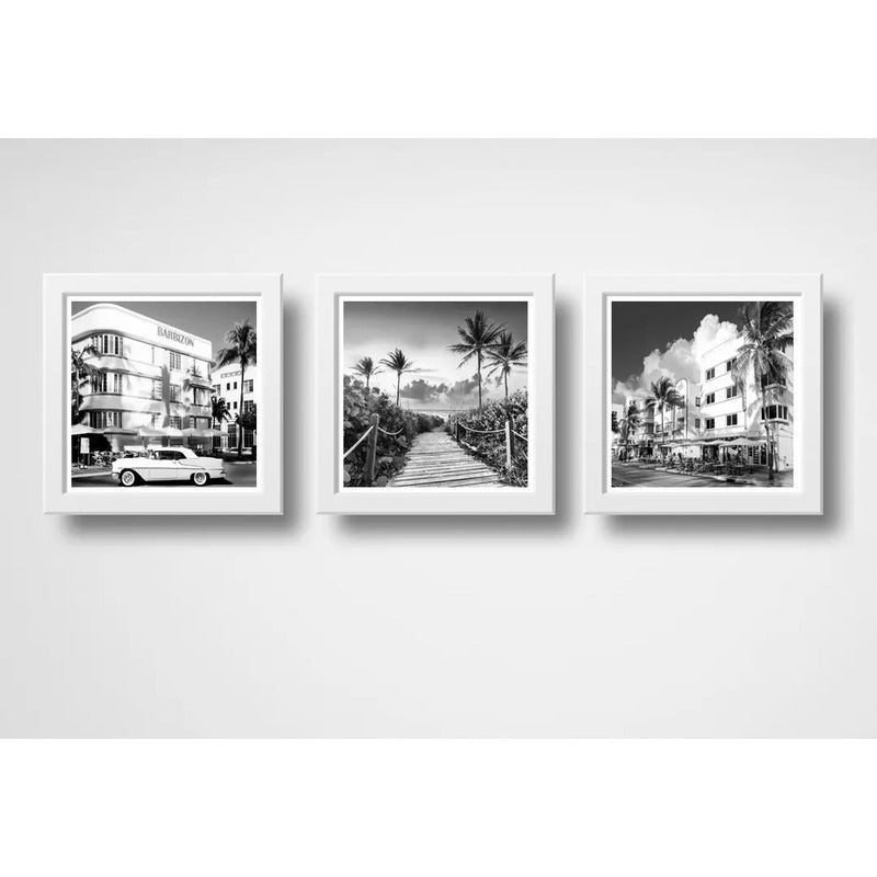 Set 3 Cuadros Miami Beach Florida Playas Paisajes Decoracion
