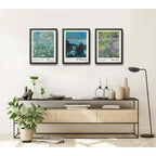 Set 3 Cuadros Living Dormitorio Monet Gogh Munch Obras Arte Marco Negro