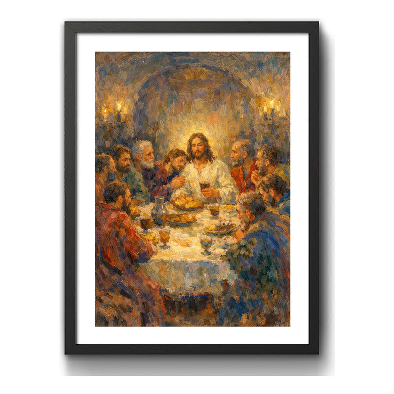 Cuadro Jesús Cristo Vía Crucis Estación Calvario Biblia Arte La Última Cena Negro