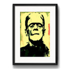 Cuadro Frankenstein Pop Art Monstruo Terror Con Paspartú Marco Negro