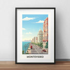 Cuadro Montevideo Retro Uruguay Rambla Playa Con Paspartú