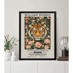 Cuadro Living Tigre Flores William Morris Botanico Animal Marco Negro