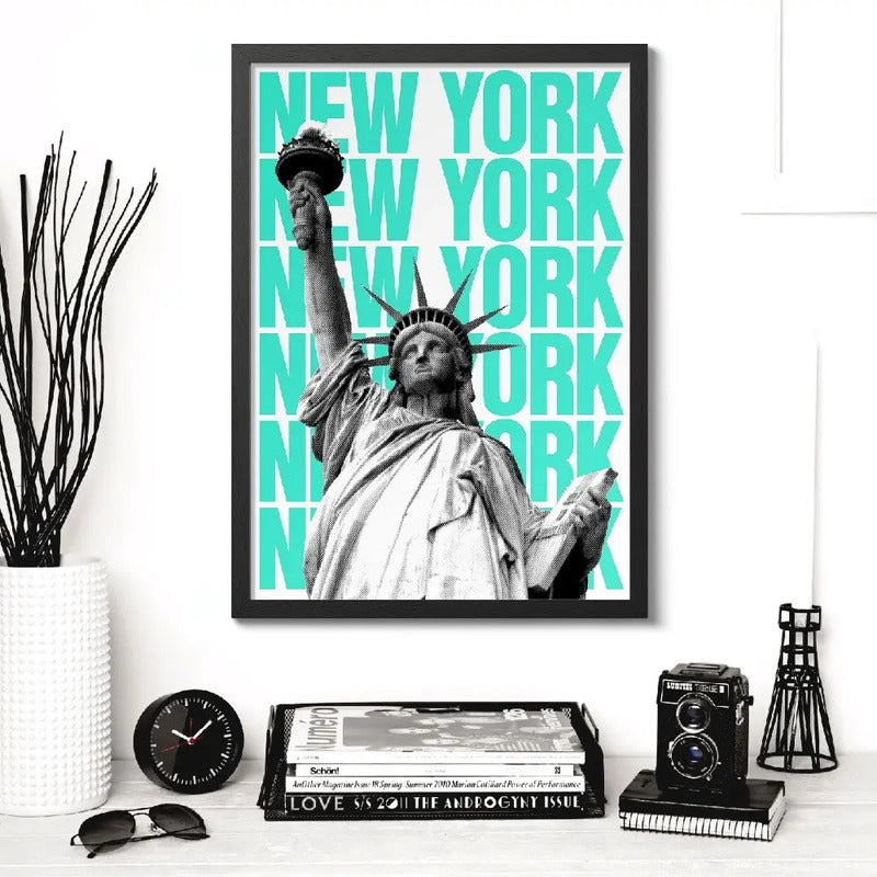 Cuadro Nueva York Arte Estatua Libertad New York Decoracion Estatua De La Libertad New York Marco Negro