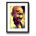 Cuadro Mahatma Gandhi Arte Hindu Decoracion Con Paspartú Marco Negro
