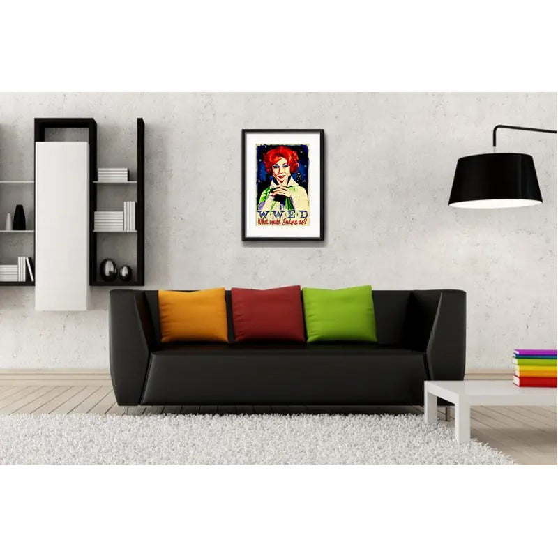Cuadro Endora Pop Art  Bewitched Bruja Serie Con Paspartú Marco Negro