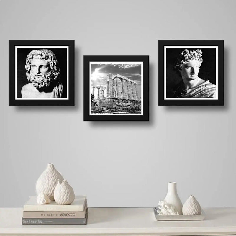 Set 3 Cuadros Zeus Apolo Ruinas Griegas Grecia Decoracion