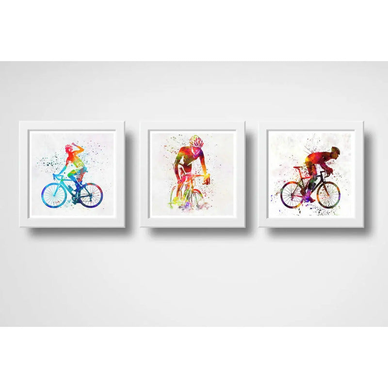Set 3 Cuadros Bike Pop Art Bicicleta Bici Ciclismo Deportes