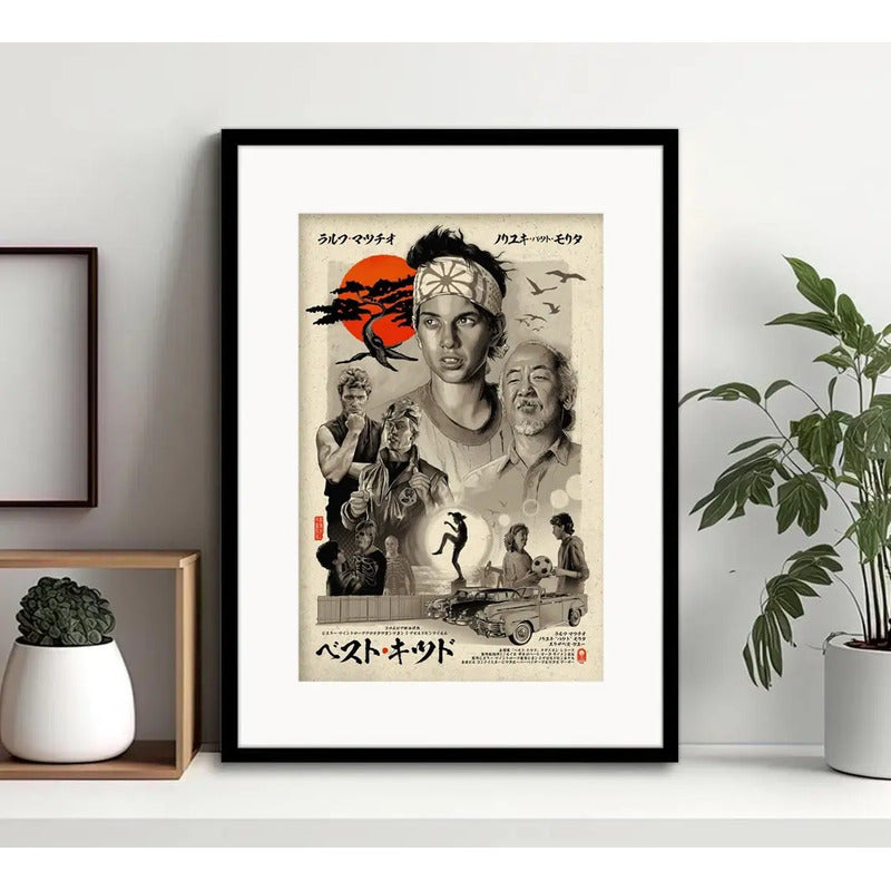 Cuadro Karate Kid Pelicula Poster Japones Retro Gym Paspartú Marco Negro