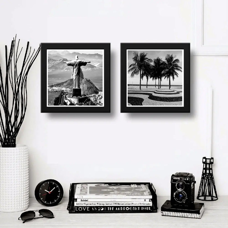 Set 2 Cuadros Rio De Janeiro Cristo Redentor Copacabana