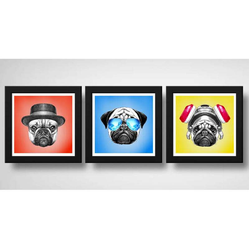 Set 3 Cuadros Perro Pug Pop Art Breaking Bad Pet Decoracion
