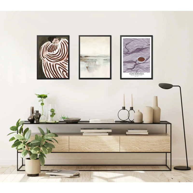 Set 3 Cuadros Para Living Comedor Cocina Decoracion Moderna Marco Negro
